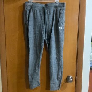 Victoria secret pink joggers with zippers on ankles